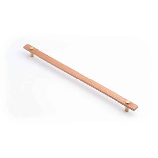 LENAH 416MM CABINET HANDLE - TASMANIAN OAK - FACE CAPS - SATIN BRASS