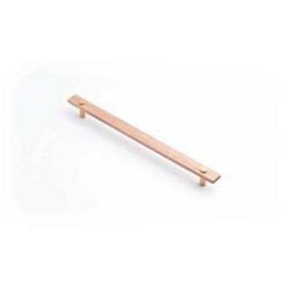 LENAH 288MM CABINET HANDLE - TASMANIAN OAK - FACE CAPS - SATIN BRASS