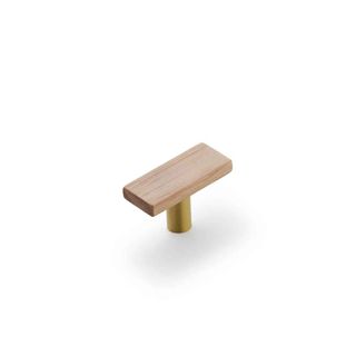 LENAH 50MM T-BAR HANDLE - TASMANIAN OAK - SATIN BRASS