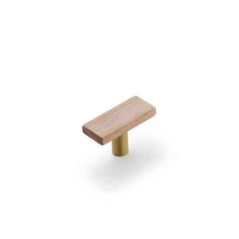 LENAH 50MM T-BAR HANDLE - TASMANIAN OAK - SATIN BRASS