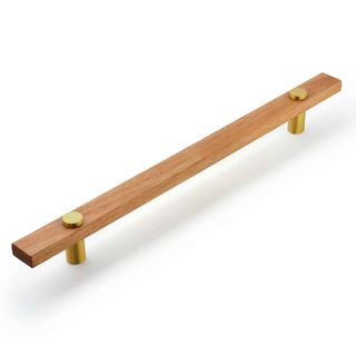 LENAH HYDROWOOD 900MM ENTRANCE HANDLE WITH FACE CAPS - REAR FIX - SATIN BRASS