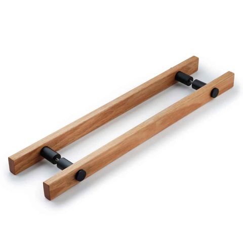 LENAH HYDROWOOD 450MM ENTRANCE HANDLE WITH FACE CAPS - BACK-TO-BACK - SATIN CHROME