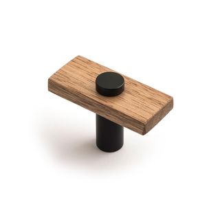 LENAH 50MM T-BAR HANDLE - TASMANIAN OAK - FACE CAPS - MATT BLACK