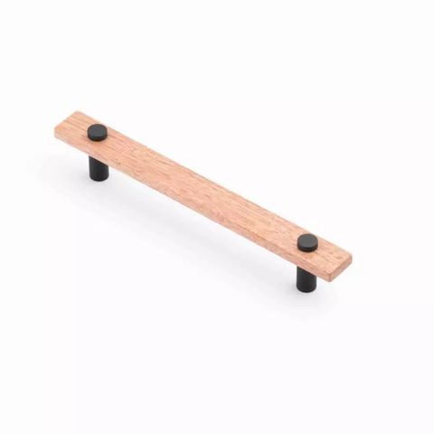 LENAH 160MM CABINET HANDLE - TASMANIAN OAK - FACE CAPS - MATT BLACK