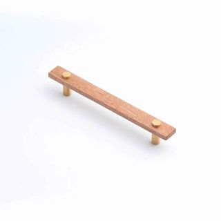 LENAH 160MM CABINET HANDLE - TASMANIAN OAK - FACE CAPS - SATIN BRASS