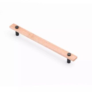 LENAH 224MM CABINET HANDLE - TASMANIAN OAK - FACE CAPS - MATT BLACK