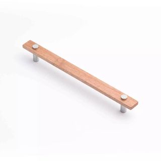 LENAH 224MM CABINET HANDLE - TASMANIAN OAK - FACE CAPS - POLISHED CHROME