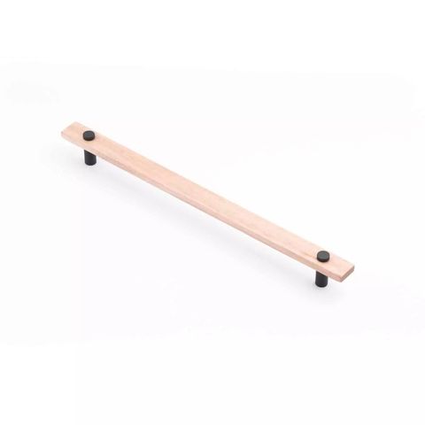 LENAH 288MM CABINET HANDLE - TASMANIAN OAK - FACE CAPS - MATT BLACK