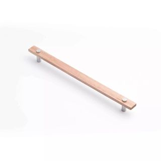 LENAH 288MM CABINET HANDLE - TASMANIAN OAK - FACE CAPS - POLISHED CHROME