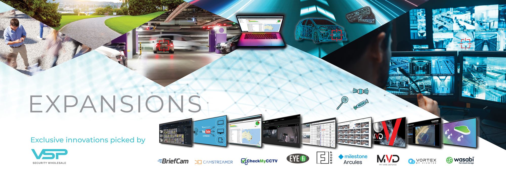 VSP boring Lab, milestone, briefcam, eyefi, kite, vortex