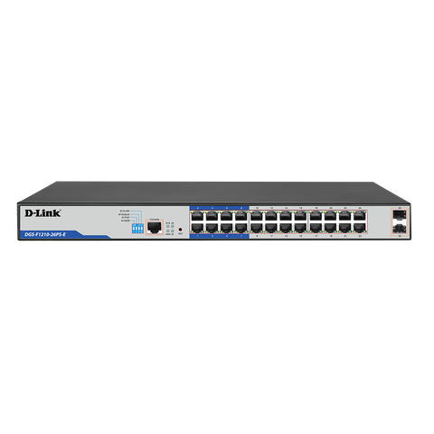 DLINK 26-Port Gigabit WebSmart PoE+ Switch with 24 PoE+ ports (8 with Long Reach PoE+) and 2 SFP Ports, 230W