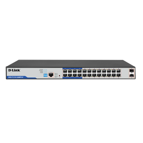 DLINK 26-Port Gigabit WebSmart PoE+ Switch with 24 PoE+ ports (8 with Long Reach PoE+) and 2 SFP Ports, 380W