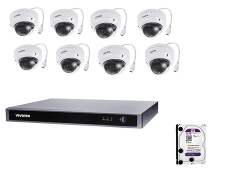 VIVO 16CH Kit, Kit Includes, 1x 16 Channel NVR (ND9426P), 8 x Vivotek Fixed Dome Cameras (FD9383-HV-2.8MM), 1 x 3TB HDD