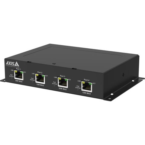 AXIS 02727-001 - AXIS TU8011 4-port PoE Extender add additional PoE ports within a system, allowing for more devices to be connected. In addition to this they also extend the length of PoE cabling that you can use?by?100?meters.