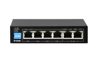 DLINK 6-Port Gigabit PoE Switch with 4 Long Reach PoE Ports and 2 Uplink Ports. PoE budget 60W.