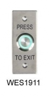 Stainless Steel Illuminated Exit Button  With Flush Mount Narrow  Plate - WES1911
