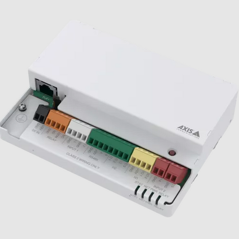 AXIS 02861-001 - A9210 offers ten I/O ports including two configurable I/Os, five inputs, three outputs, and one form C relay output, allowing you to extend the functionality of any Axis product or third-party system.