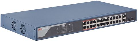 HIKVISION SWITCH 24 POE PORTS, 2 X GIGABIT RJ45/SFP UPLINKS, SMART MANAGED, 370W (3E1326P)