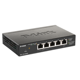 DLINK 5-Port Gigabit PoE-Powered Smart Managed Switch with 2 PoE pass-through ports