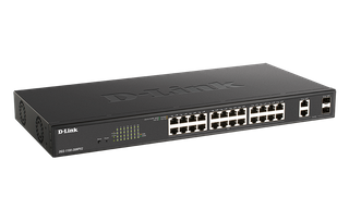 DLINK 26-Port Gigabit Smart Managed PoE++ Switch with 24 PoE and 2 SFP ports. PoE budget 370W.