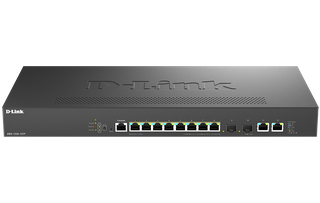 DLINK 12-Port Multi-Gigabit Smart Managed PoE+ Switch with 8 2.5G PoE+ ports, 2 10GBASE-T and 2 10G SFP+ ports. PoE budget 240W.