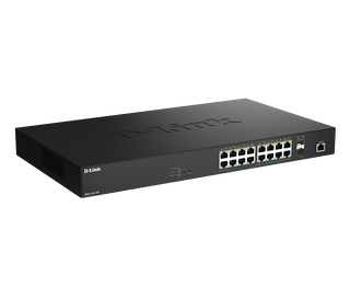 DLINK 18-Port Multi-Gigabit Smart Managed PoE++ Switch with 16 2.5G PoE++ ports and 2 10G SFP+ ports. PoE budget 370W.