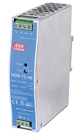 VIVOTEK   90~264VAC IN,  48VDC/75W OUT ,  - 20  DEGREE ~ 70  DEGREE (NDR-75-48)