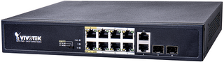 VIVOTEK UNMANAGED 10 PORT SWITCH,  8 POE, 2X GIGABIT COMBO PORTS, POE BUDGE 115W (AW-FGT-100D-120,AUN)