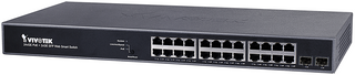 VIVOTEK WEB SMART MANAGED 26 PORT SWITCH,  24 GIGABIT POE, 2 GIGABIT SFP PORTS, POE BUDGET 370W, INTEGRATE WITH VIVOTEK CAMERA FOR SURVEILLANCE APPLICATION (AW-GEV-264B-370,AUN)