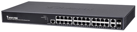 VIVOTEK LAYER 2 MANAGED 27 PORT SWITCH, 24 POE,  2 GIGABIT COMBO, 1 RJ45 CONSOLE PORTS POE BUDGET 370W, INTEGRATE WITH VIVOTEK CAMERA FOR SURVEILLANCE APPLICATION (AW-GEV-267A-370,AUN)