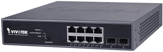 VIVOTEK WEB SMART MANAGED 10 PORT SWITCH, 8 GIGABIT POE, 2 GIGABIT SFP PORTS, POE BUDGET  130W, INTEGRATE WITH VIVOTEK CAMERA FOR SURVEILLANCE APPLICATION (AW-GEV-104B-130,AUN)