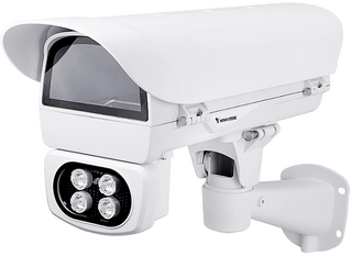 Vivotek Side Open Aluminum Camera Housing, PoE in, Window heater, Fan,IP68, -20~ 50 degree, 6W fixed IR, Wall Bracket, Sun shield (AE-244)