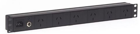 1RU 6 Way GPO Horizontal PDU RECESSED Power Rail, 19" Rack Mounted With C14 10A Inlet located Rear