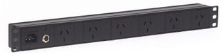 1RU 6 Way GPO Horizontal PDU RECESSED Power Rail, 19" Rack Mounted With C14 10A Inlet located Rear