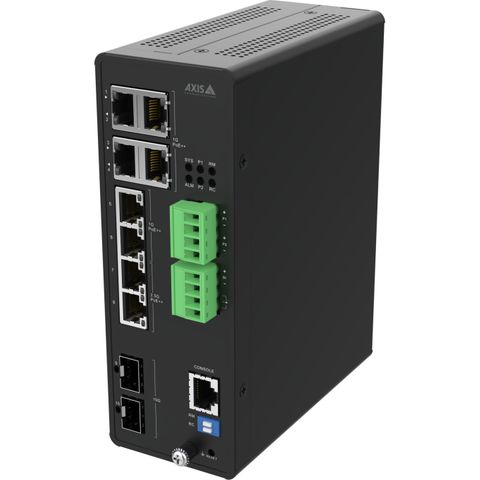 AXIS 02621-001 - D8208-R Industrial PoE Switch is a 8-port managed industrial PoE++ Gigabit switch. In addition, the switch is equipped with 2 x RJ45 and 2x SFP data ports that allows for extra devices to be connected