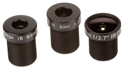 AXIS 5506-431 -  2 pieces each of 2.8 mm (F2.0), 6 mm (F1.6) and 8 mm (F1.6) Megapixel lenses with M12 thread