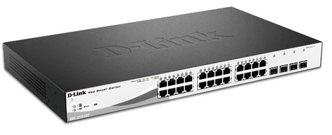 DLINK 28-Port Gigabit WebSmart PoE Switch with 28 RJ45 (24 PoE) with 4 Combo SFP Ports. PoE budget 193W.