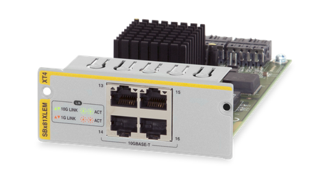 Allied Telesis 4 x 10G RJ-45 expansion module for SBx81XLEM line card. 1 year NCP support (Start date is shipment date from ATI - Grace period 90 days)