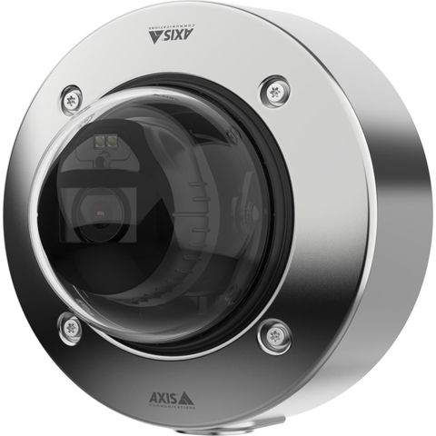 AXIS 02710-001 - P3268-SLVE Advanced fixed dome camera in a DNV marine certified, NSF/ANSI Standard 169 Special Purpose Food Equipment and Devices electropolished stainless steel (SS 316L) outdoor casing, offering high corrosion resistance and IK11/ IP