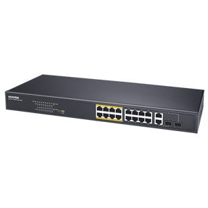 Vivotek unmanaged 18 port switch, 16 PoE, 2 Gigabit Combo, 8 ports extend mode (250m@10Mbps) PoE Budgt 250W ,(AW-FGT-180F-250,AUN)