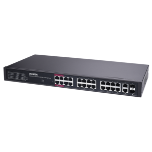 Vivotek lite managed 28 port switch, 4 Gigabit 90W PoE Ports, 20 Gigabit 30W PoE Ports, 2 Gigabit UTP, 2 Gigabit SFP Ports, PoE Budget 380W (AW-GEL-285A-380 AU)