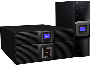 ION F18 6000VA / 5400 Online SUPER CHARGER UPS, NO BATTERIES (Requires a min of one (1) FEBM-180), 3 Year Advanced Replacement Warranty, Form Factor: 3U Rack/Tower, Input: Hard wired, Output: 4 x C13, 2 x C19, Hard Wired
