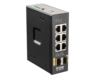 DLINK 8-Port Gigabit Industrial Switch with 6 1000BASE-T ports and 2 SFP ports, operating temp up to 75?C, DIN Rail mountable