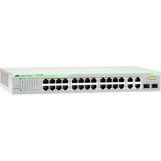 Allied Telesis WebSmart switch 24-port 10/100TX + 2 10/100/1000T + 2 SFP/1000T Combo Ports, AU Power Cord.