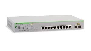 Allied Telesis WebSmart switch with PoE+, 10 port 10/100/1000T, 8 POE capable, + 2 SFP Combo ports, AU Power Cord.