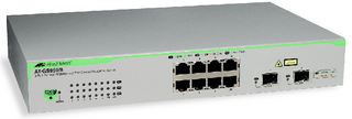 Allied Telesis WebSmart switch 8 port 10/100/1000TX + 2 SFP Combo ports, AU Power Cord.
