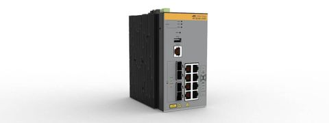 Allied Telesis 8x 10/100/1000T ports,  4x 100/1000X SFP, advanced L3 industrial switch, DC power supplies. Requires purchase of Net.Cover for Support and Software Updates.