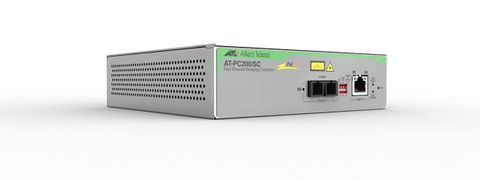 Allied Telesis Media converting 2-port Fast Ethernet switch, 10/100T POE+ to 100FX (SC), TAA compliant