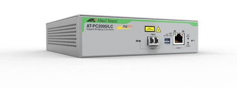 Allied Telesis Media converting 2-port Gigabit switch, 10/100/1000T POE+ to 1000X (LC), TAA compliant