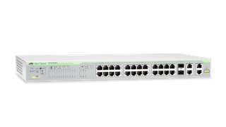 Allied Telesis 24-port 10/100TX + 2 10/100/1000T + 2 1000T/SFP combo WebSmart PoE switch, AU Power Cord.